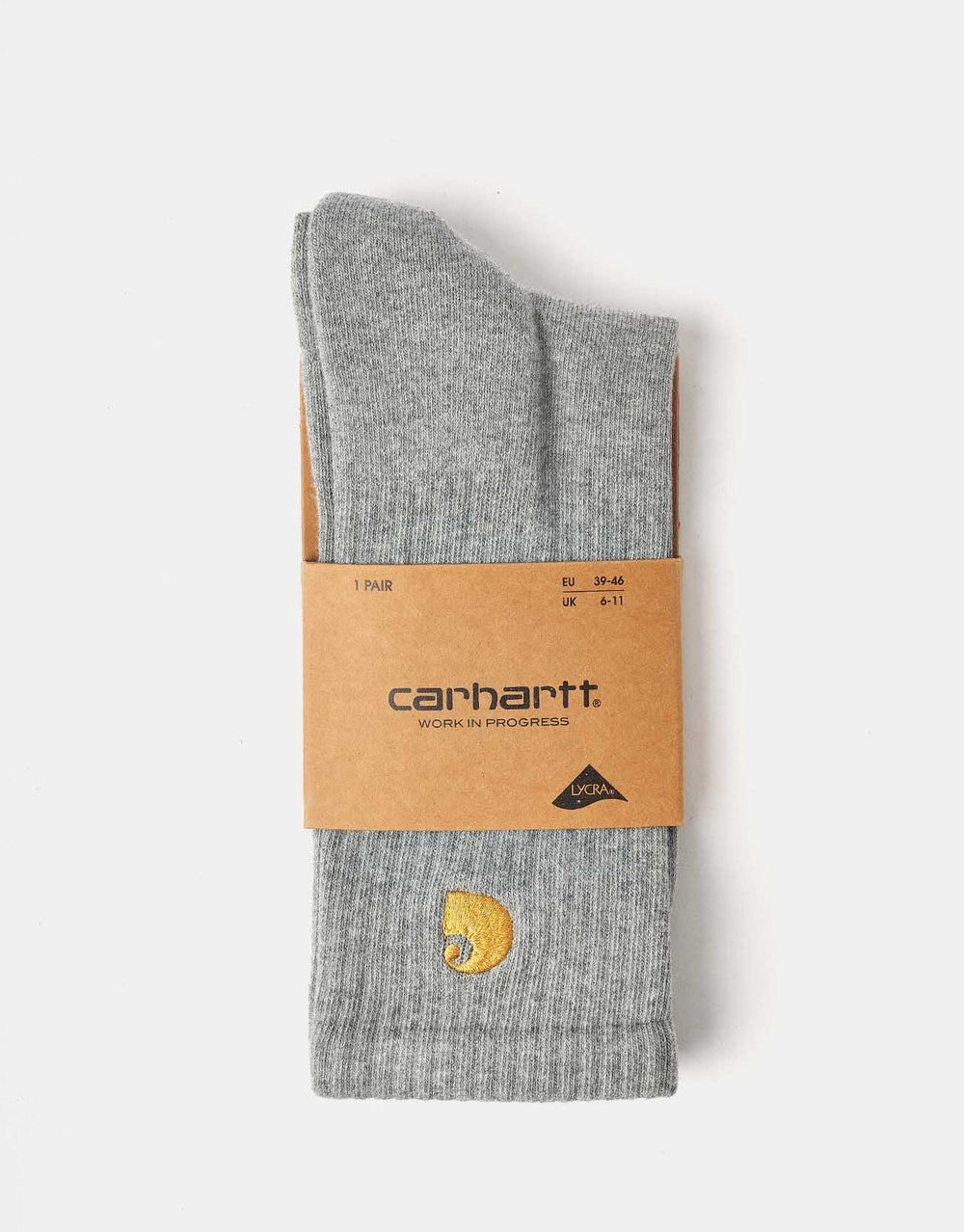 Carhartt WIP Chase Crew Socks - Grey Heather/Gold