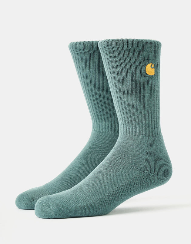 Carhartt WIP Chase Crew Socks - Silver Pine/Gold