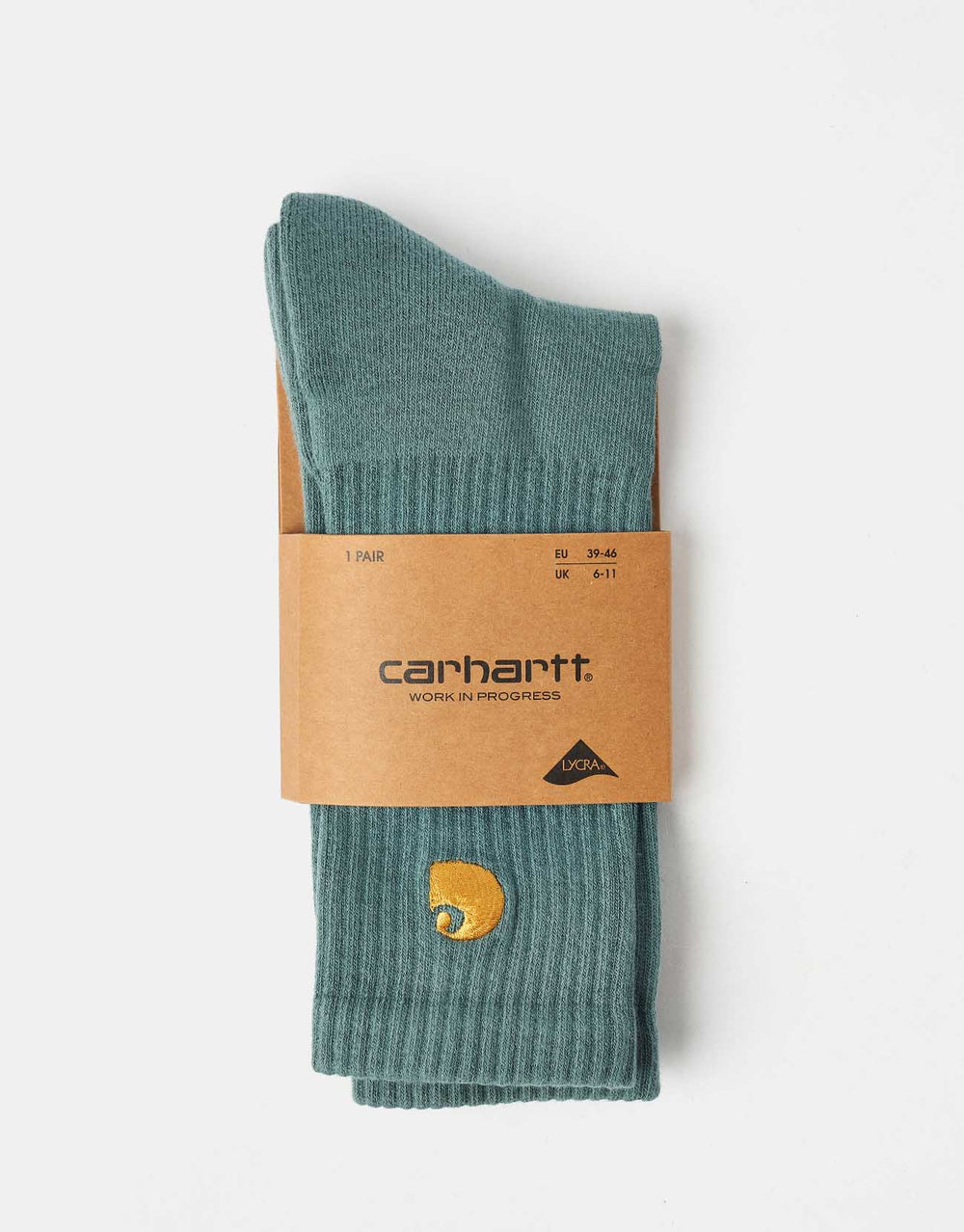 Carhartt WIP Chase Crew Socks - Silver Pine/Gold