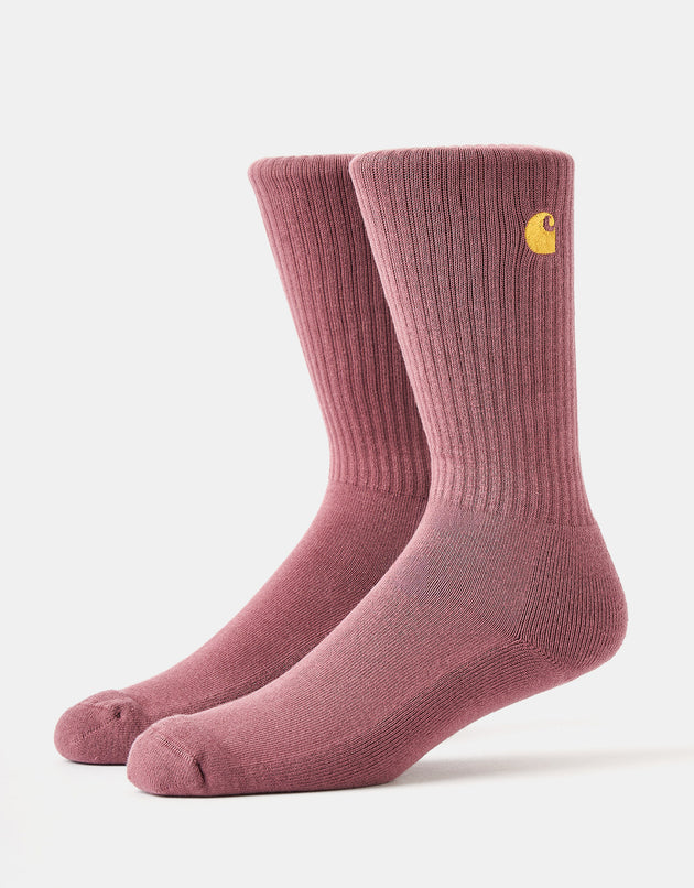 Carhartt WIP Chase Crew Socks - Dusky Pink/Gold