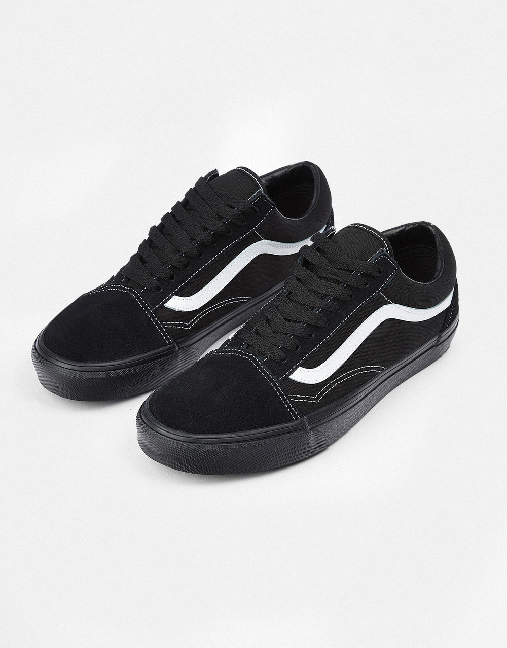 Vans Old Skool Skate Shoes - (Suede/Canvas) Black/Black/True White