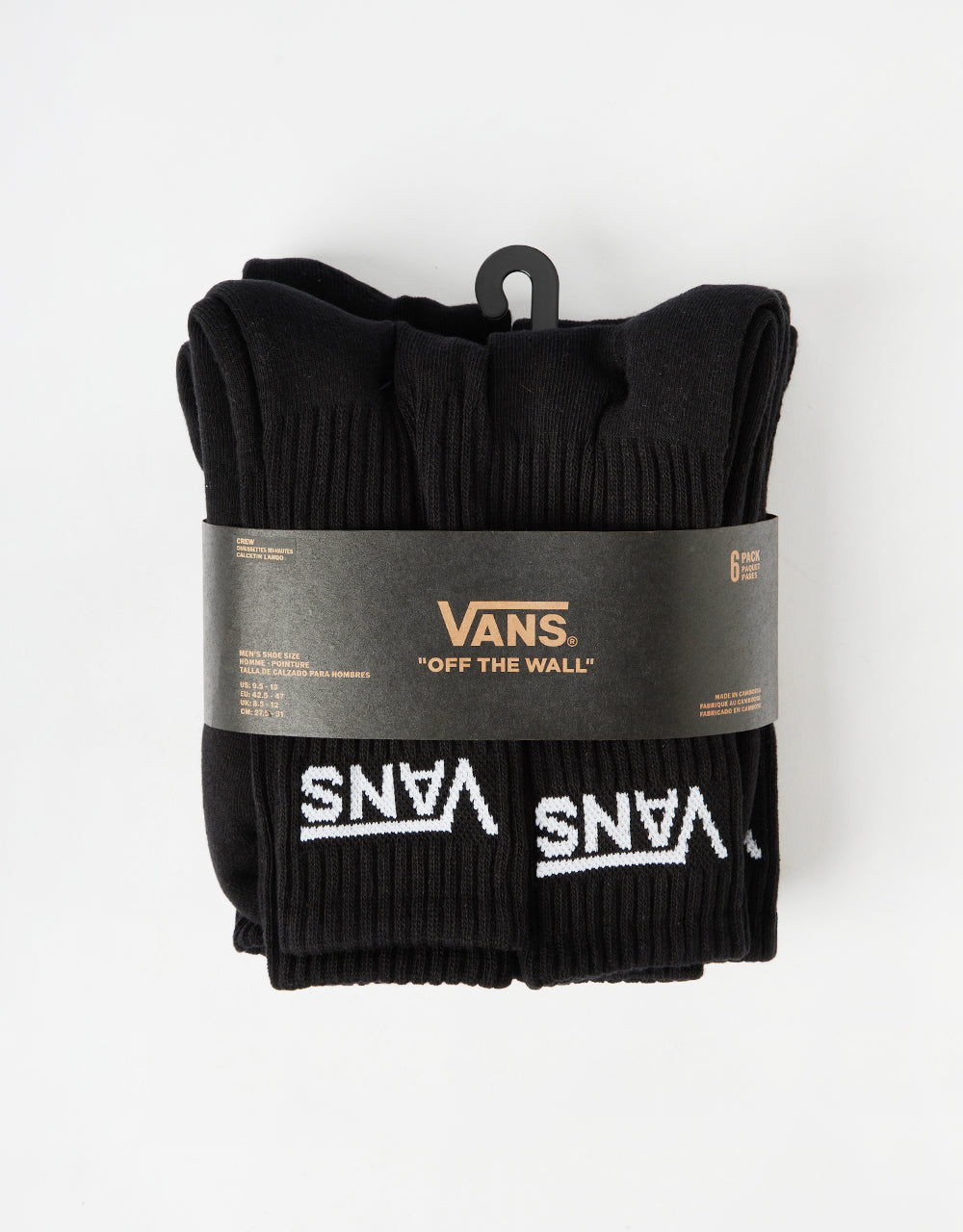 Vans Classic Crew 6 Pack Socks - Black