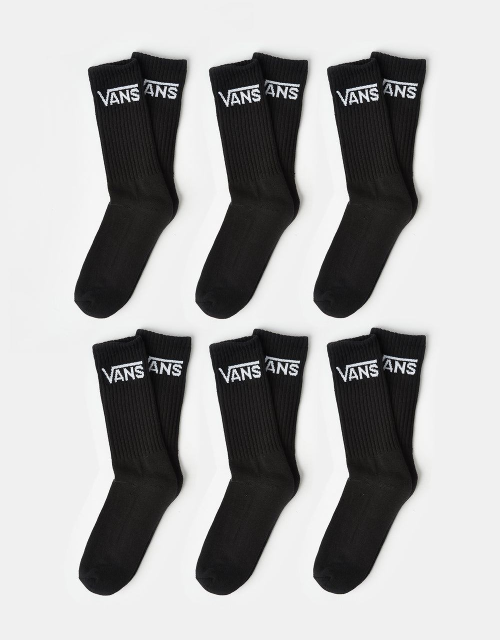 Vans Classic Crew 6 Pack Socks - Black