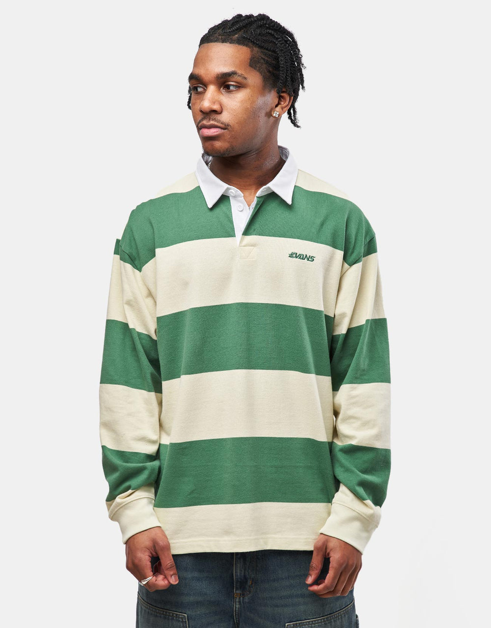 Vans Ward Stripe Rugby Polo - Fairway/Lemon Icing