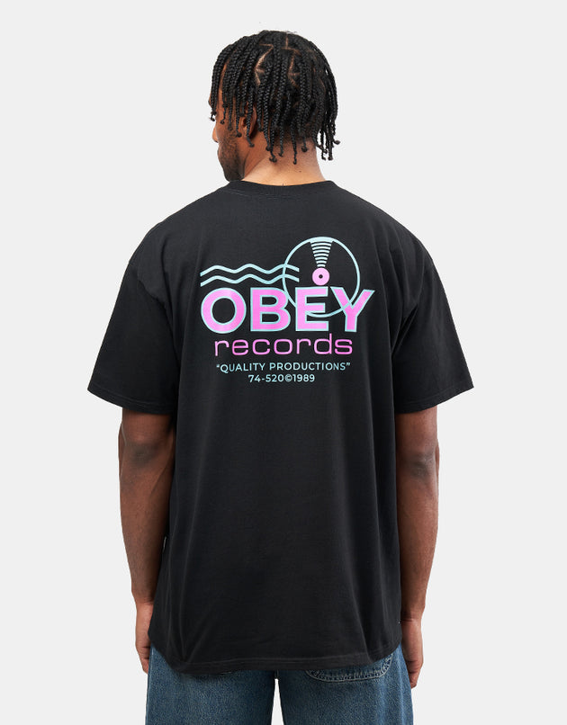 Obey Records Sound Waves T-Shirt - Black