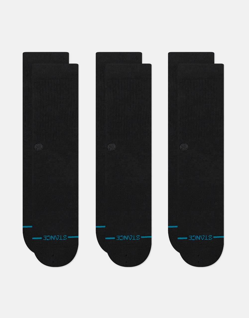 Stance Icon Stealth Crew 3 Pack Socks - Black/Black