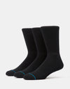 Stance Icon Stealth Crew 3 Pack Socks - Black/Black