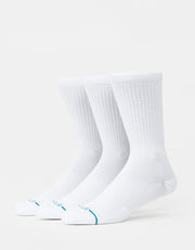 Stance Icon Stealth Crew 3 Pack Socks - White/White