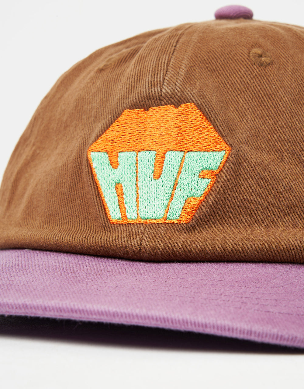 HUF Big Block Washed 6 Panel Curved Visor Cap - Brown