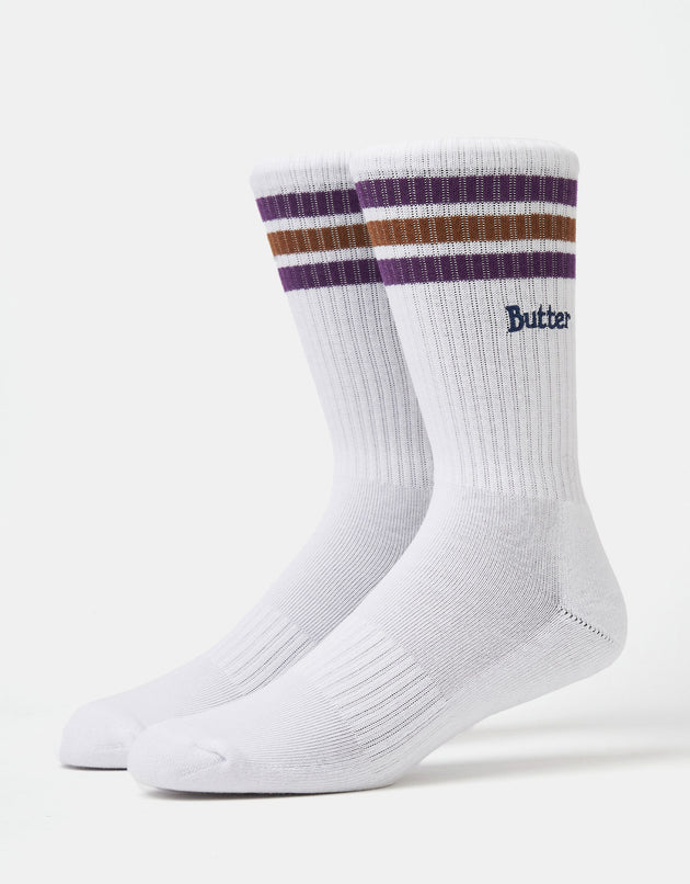 Butter Goods Stripe Crew Socks - White