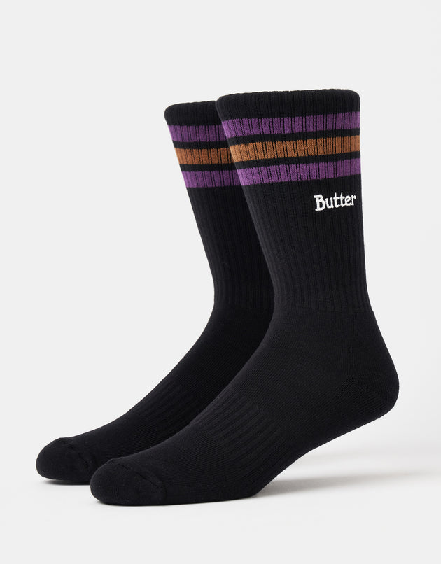 Butter Goods Stripe Crew Socks - Black