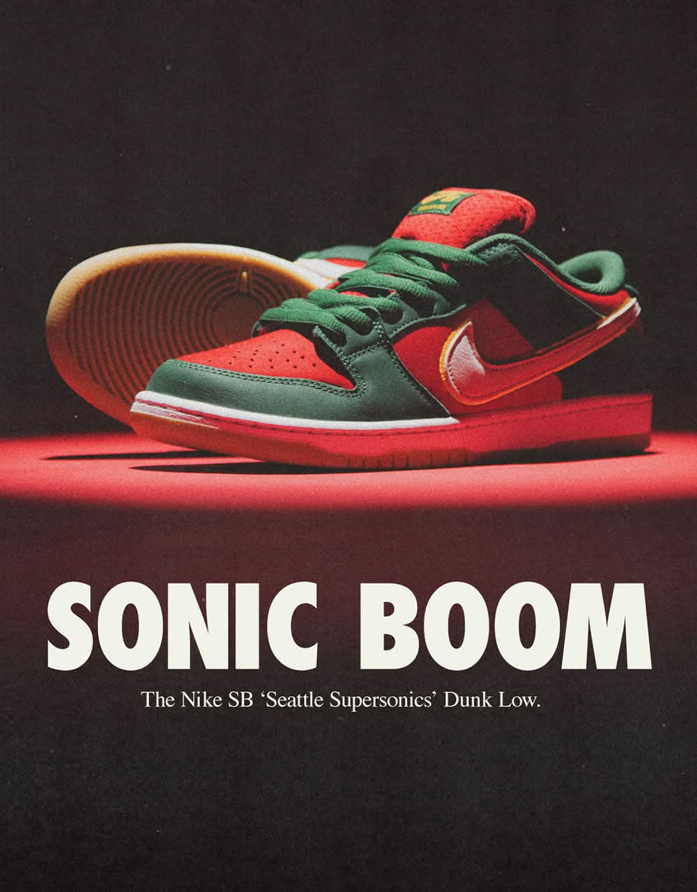 Nike SB 'Seattle SuperSonics' Dunk Low Pro Premium Skate Shoes - Fir/White-University Gold-Fire Red