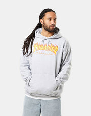 Sweat à capuche Thrasher Flame Logo - Gris chiné