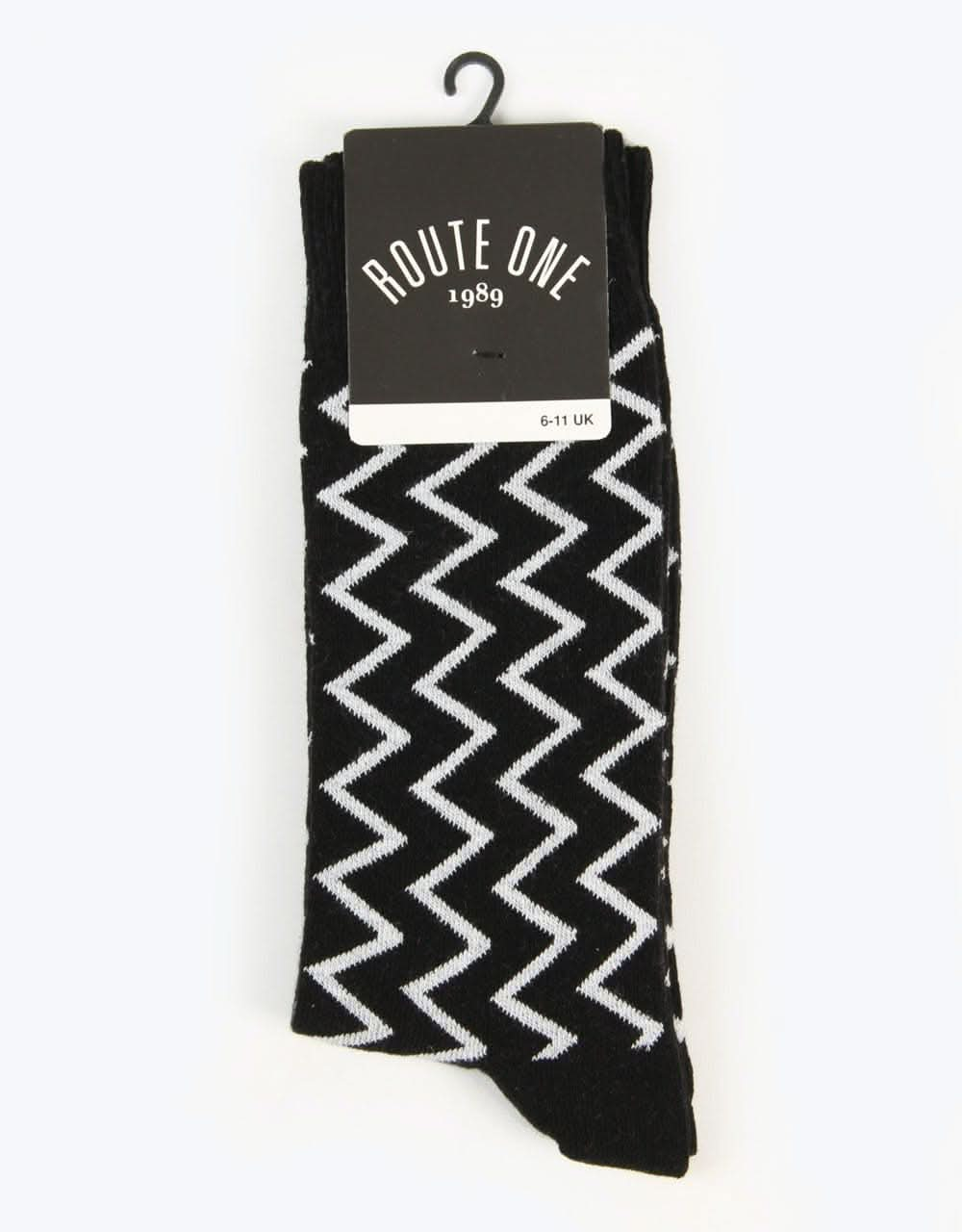 Route One Zig-Zag Socks - Black/White