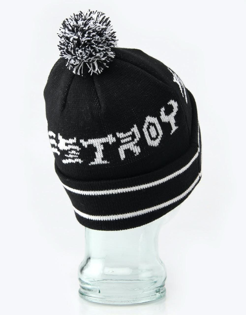 Thrasher Skate & Destroy Pom Beanie - Black/White