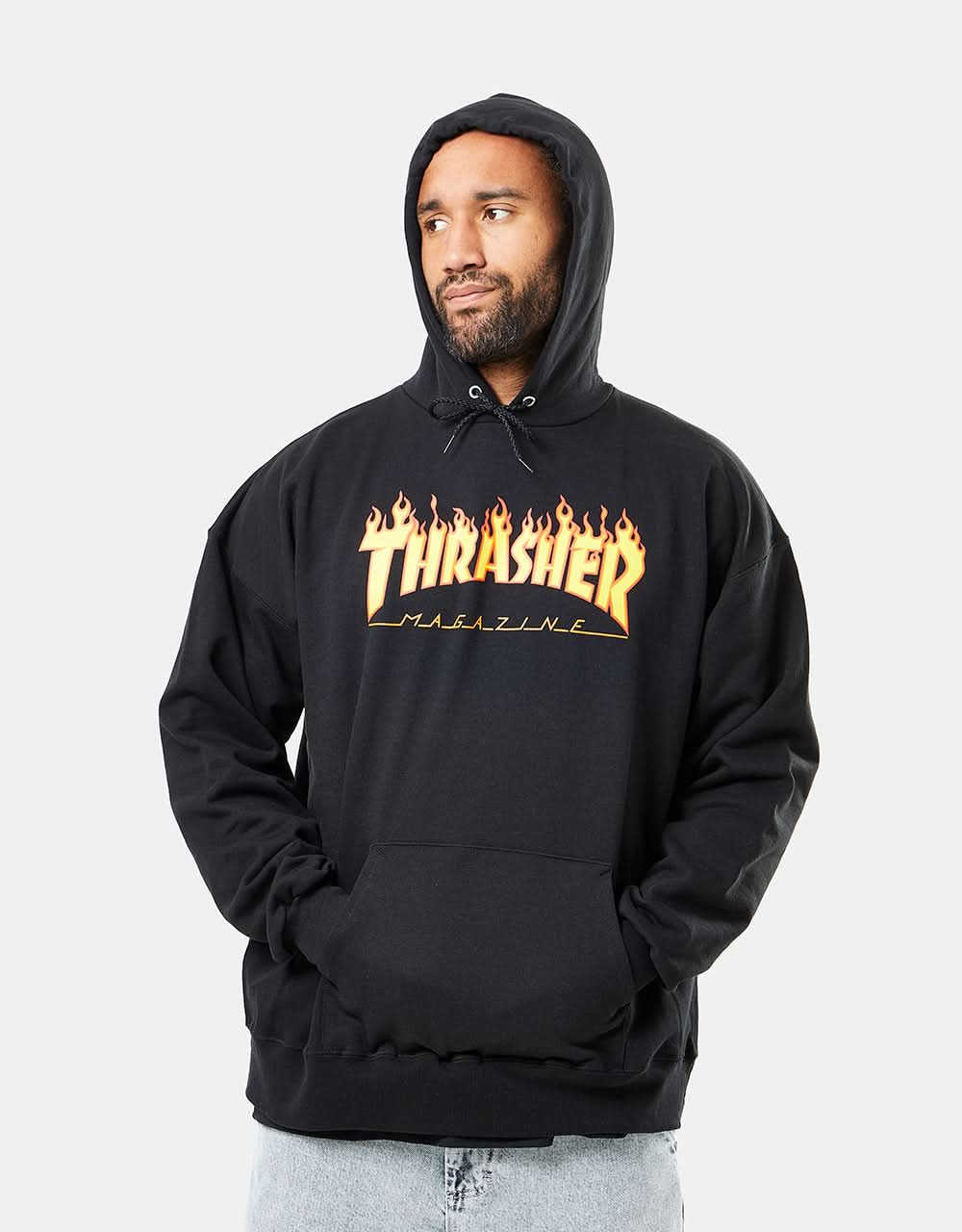 Thrasher Flame Logo Pullover Hoodie - Black