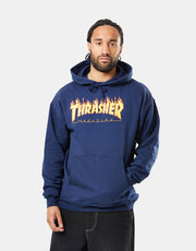 Sweat à capuche Thrasher Flame Logo - Bleu marine