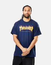 Camiseta Thrasher Flame Logo - Azul Marino