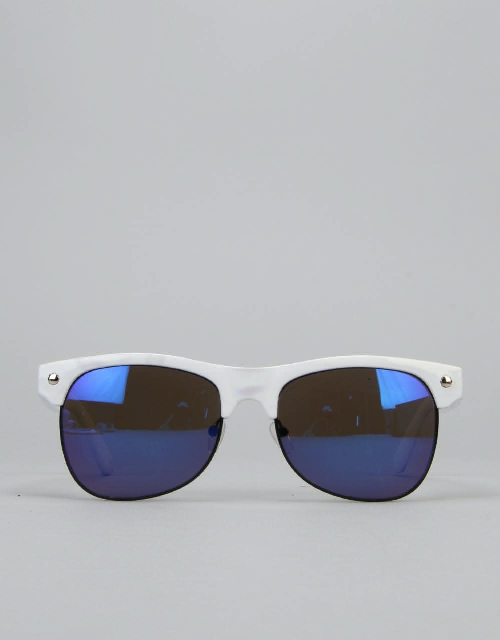 Glassy Sunhater Shredder Sunglasses - White/Blue Mirror