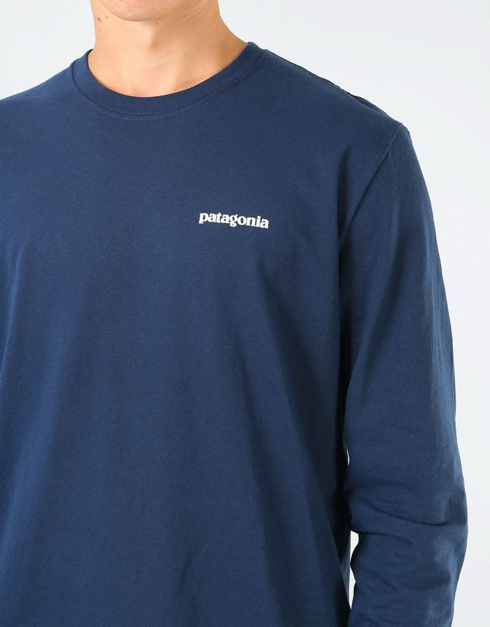 Patagonia L/S P-6 Logo T-Shirt - Navy Blue