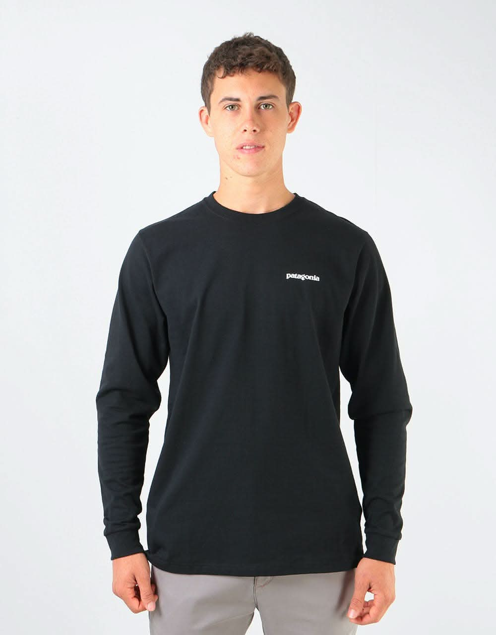 Patagonia L/S P-6 Logo T-Shirt - Black