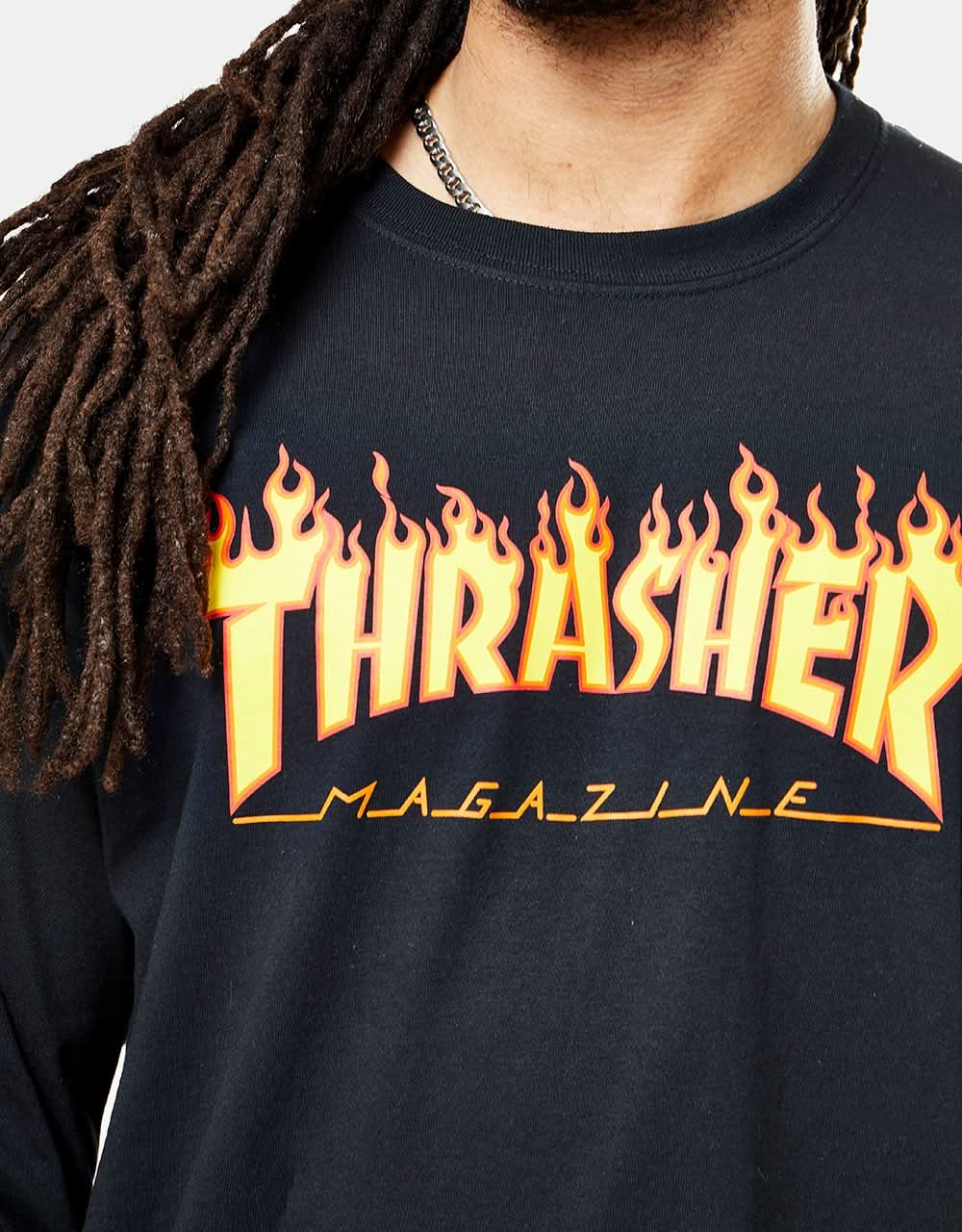 Camiseta Thrasher Flame Logo L/S - Negro