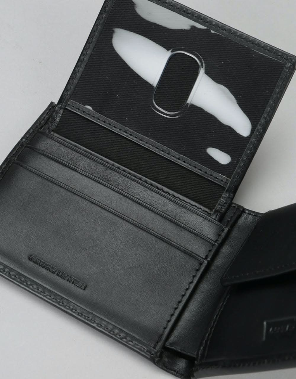 Levis Inlay Bi-Fold Clean Finish Leather Wallet - Regular Black