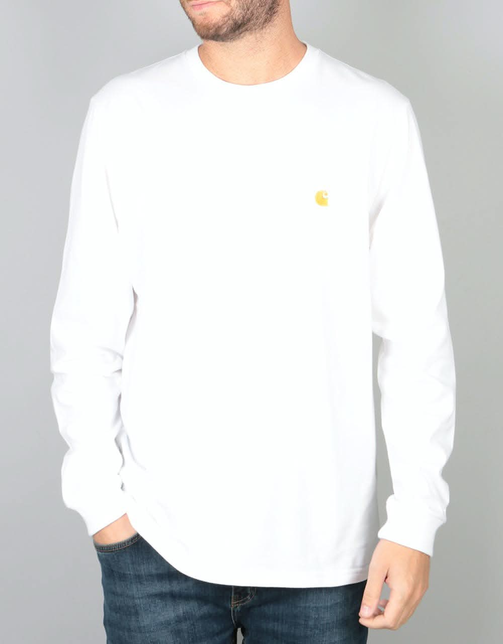 Carhartt WIP L/S Chase T-Shirt - White/Gold