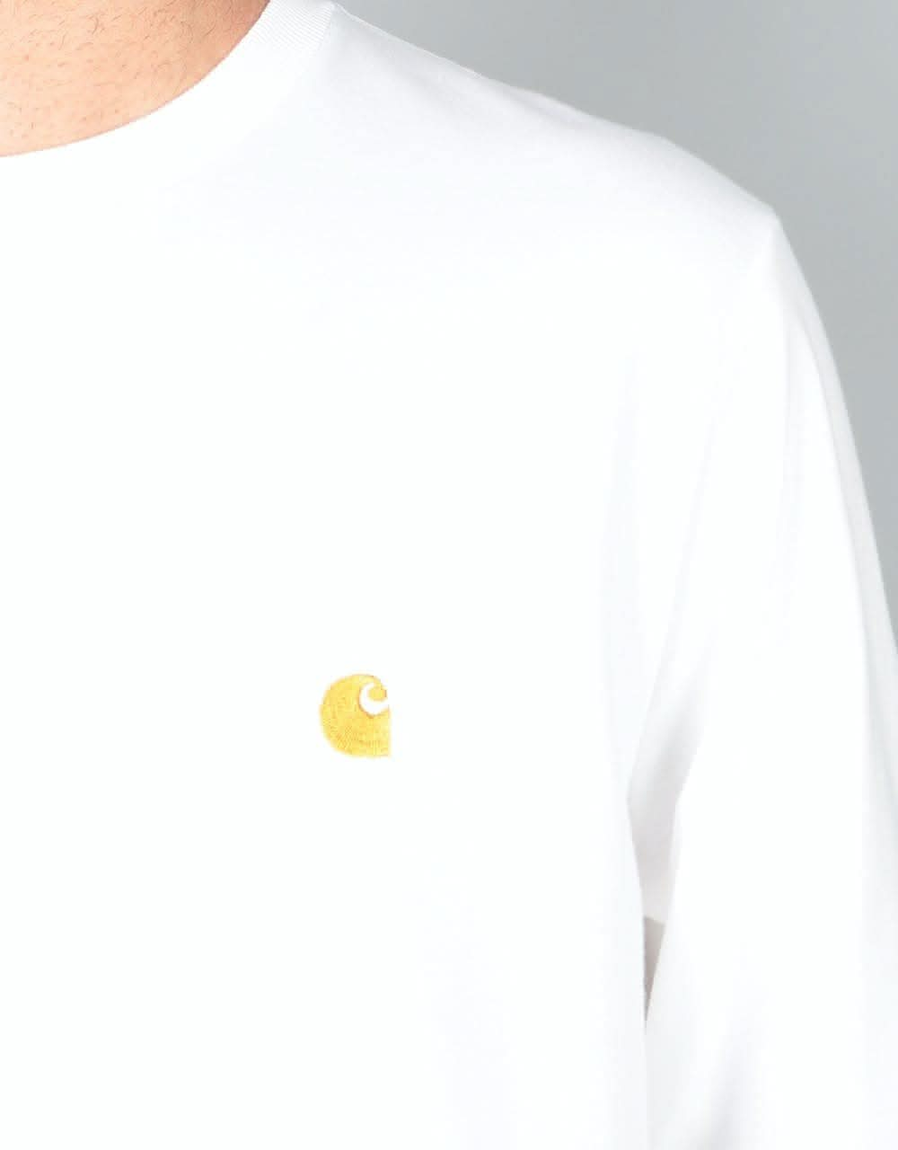 Carhartt WIP L/S Chase T-Shirt - White/Gold