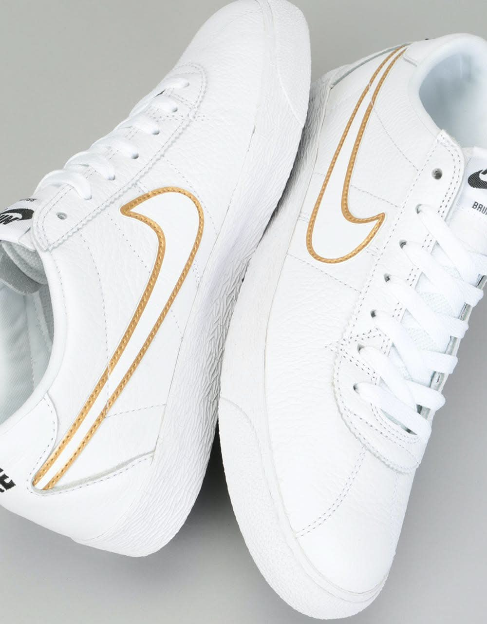 Nike SB Zoom Bruin Premium SE Skate Shoes - White/Wht-Met. Gold-Black