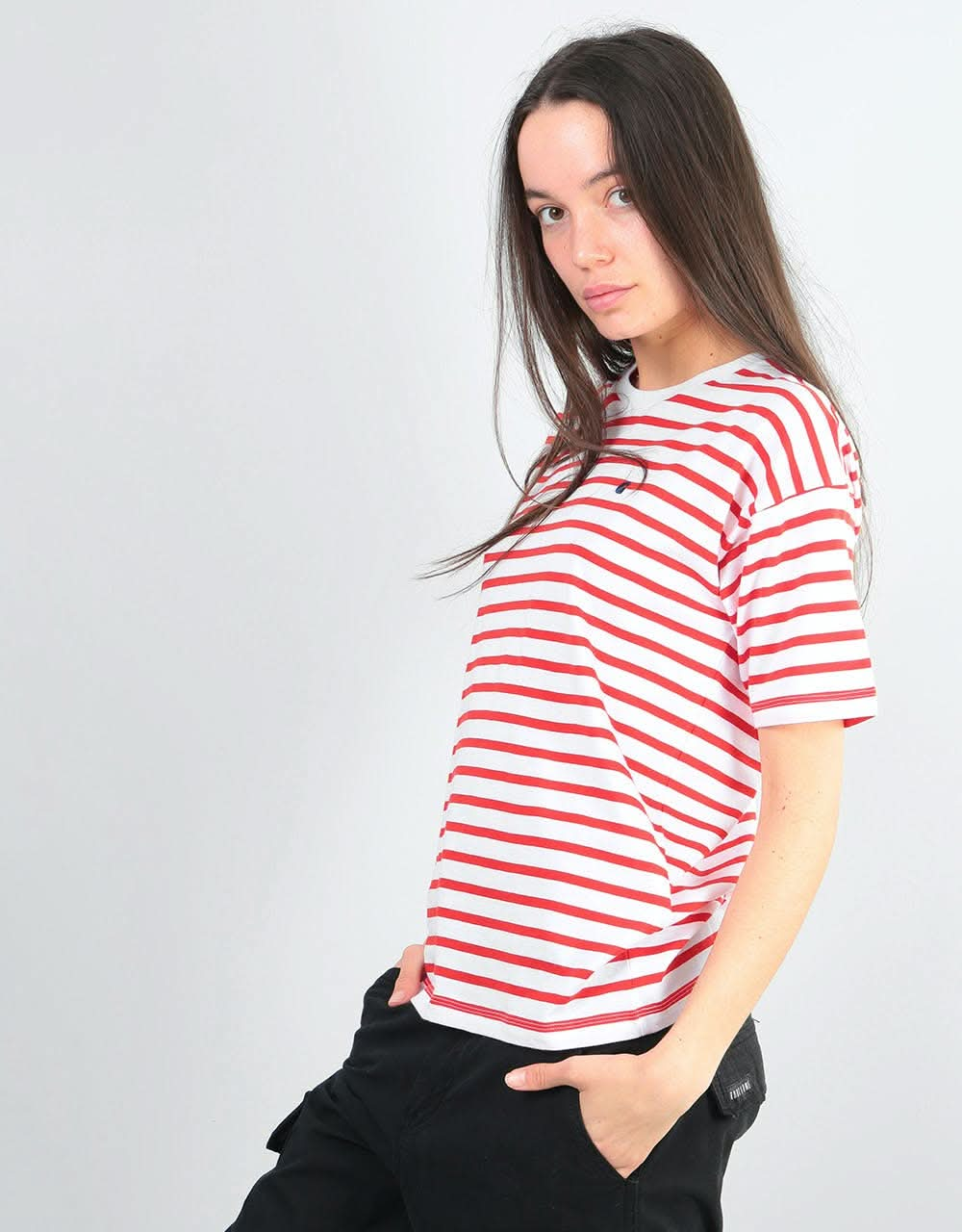 Carhartt WIP Womens Robie T-Shirt - Robie Stripe/White/Goji/Navy