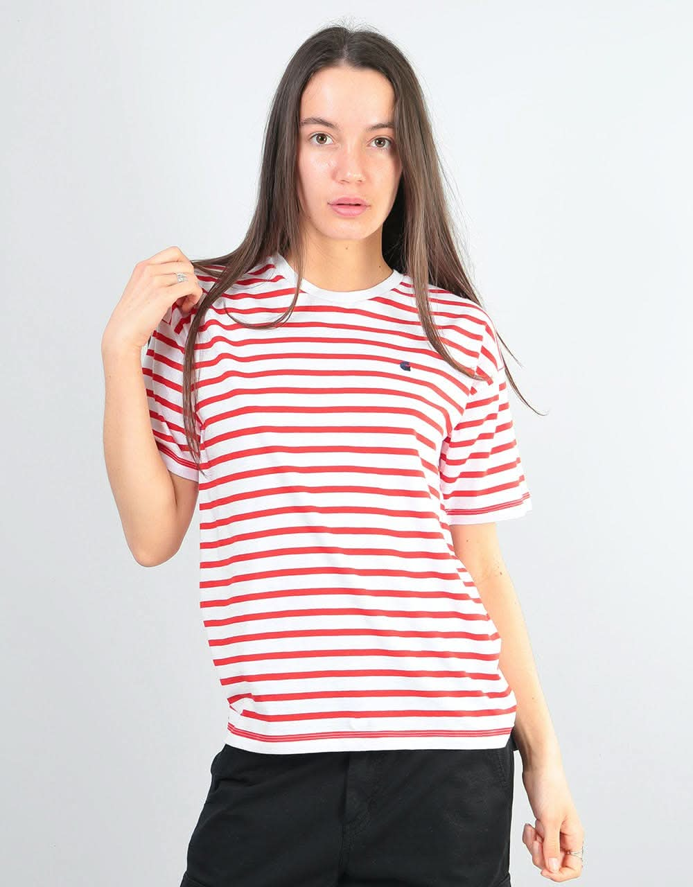 Carhartt WIP Womens Robie T-Shirt - Robie Stripe/White/Goji/Navy