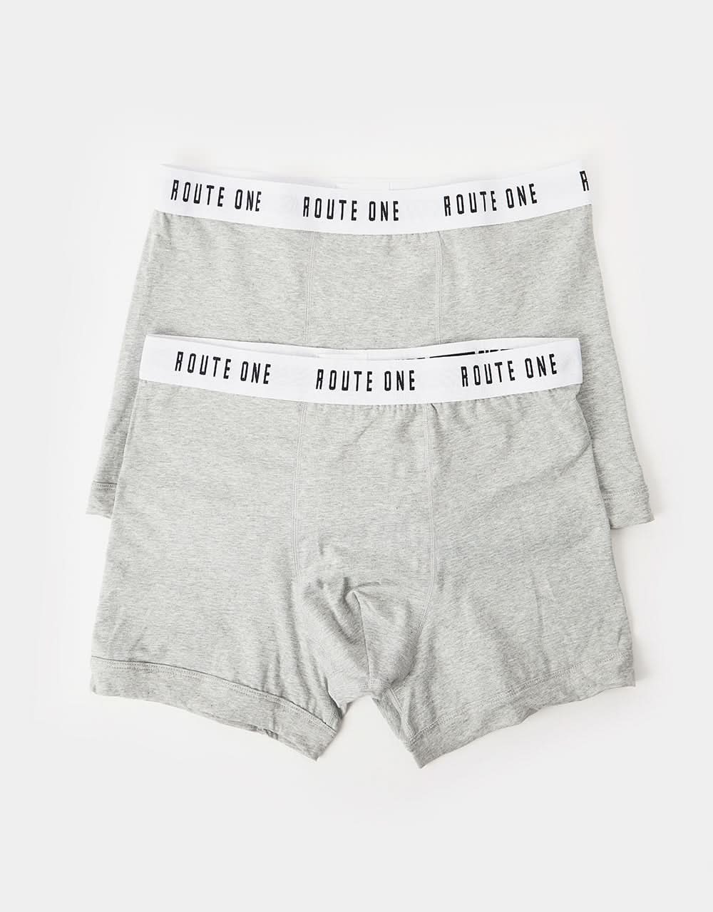 Route One Classic Boxer Shorts 2 Pack - Heather Grey