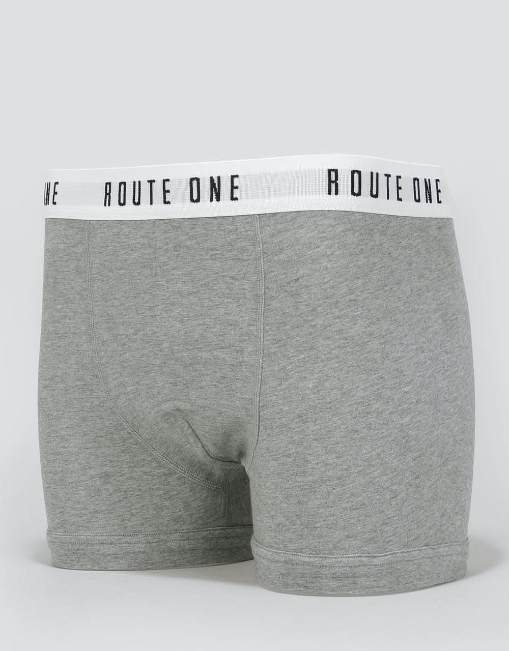 Route One Classic Boxer Shorts 3 Pack - White /Black/Heather Grey