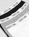 Route One Classic Boxer Shorts 3 Pack - White /Black/Heather Grey