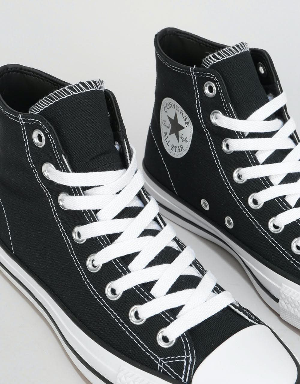 Converse CTAS Pro High Canvas Skate Shoes - Black/Black/White