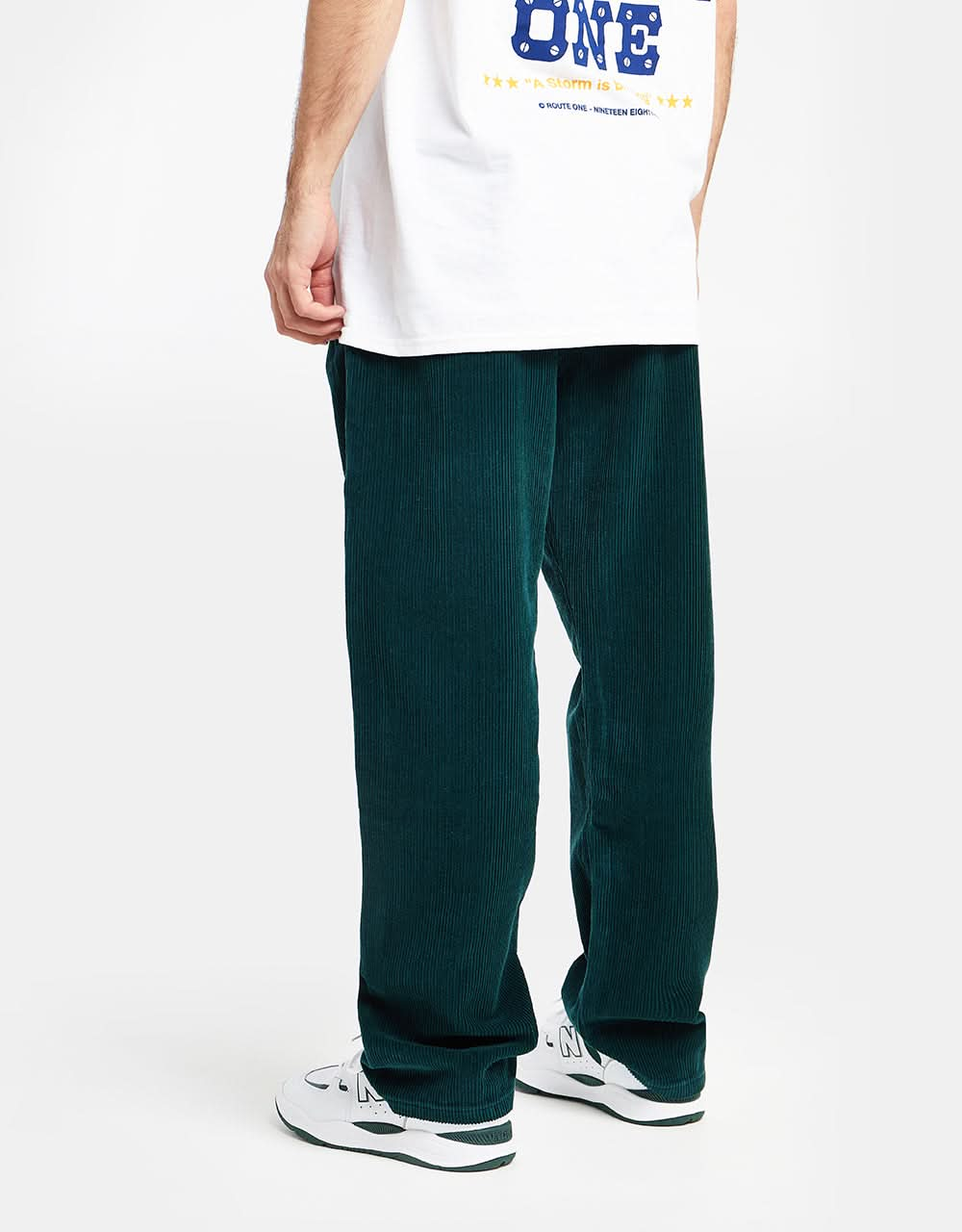 Route One Relaxed Fit Big Wale Cords - Forest Green