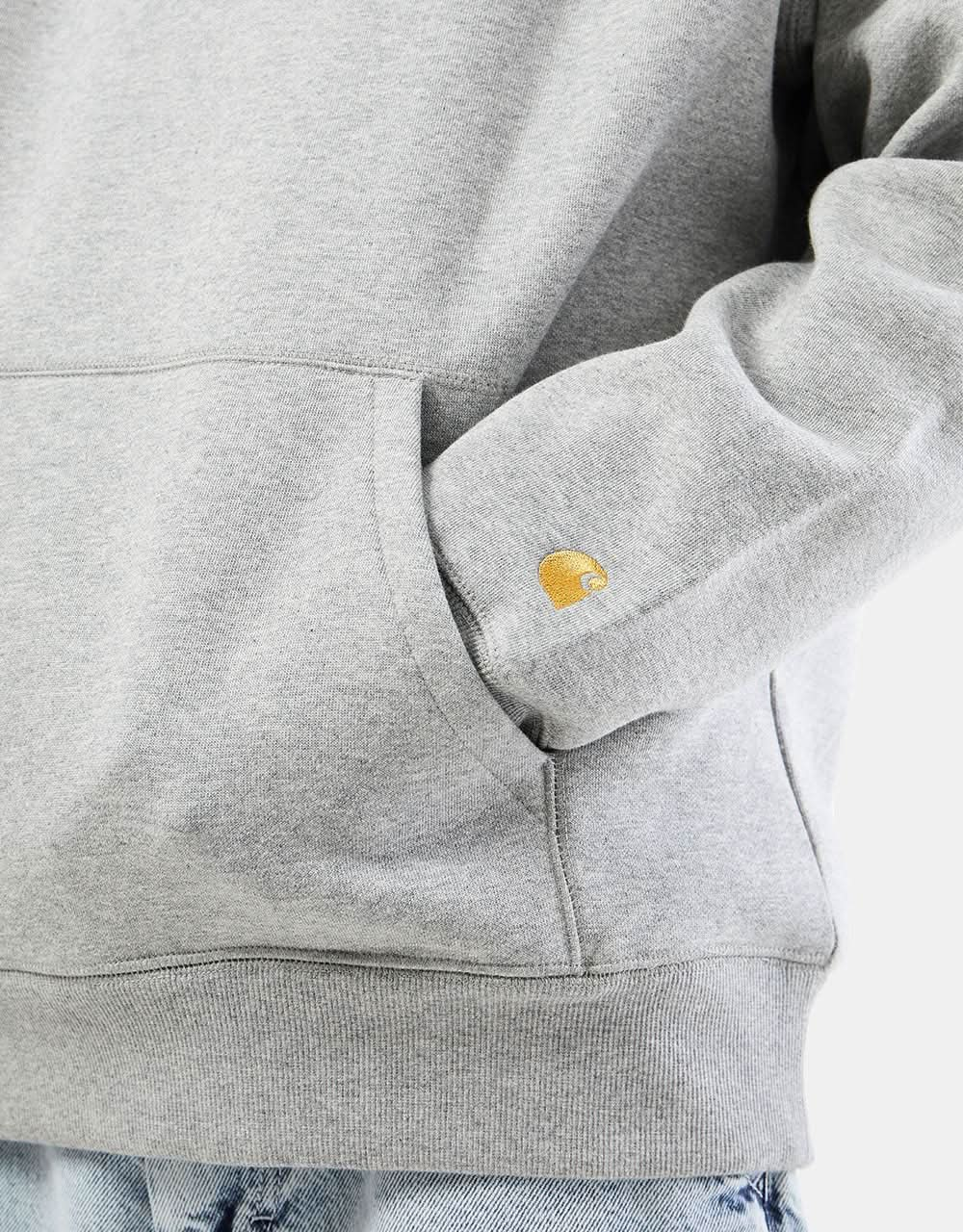 Carhartt WIP Chase Sweatshirt mit Kapuze – Grau meliert/Gold