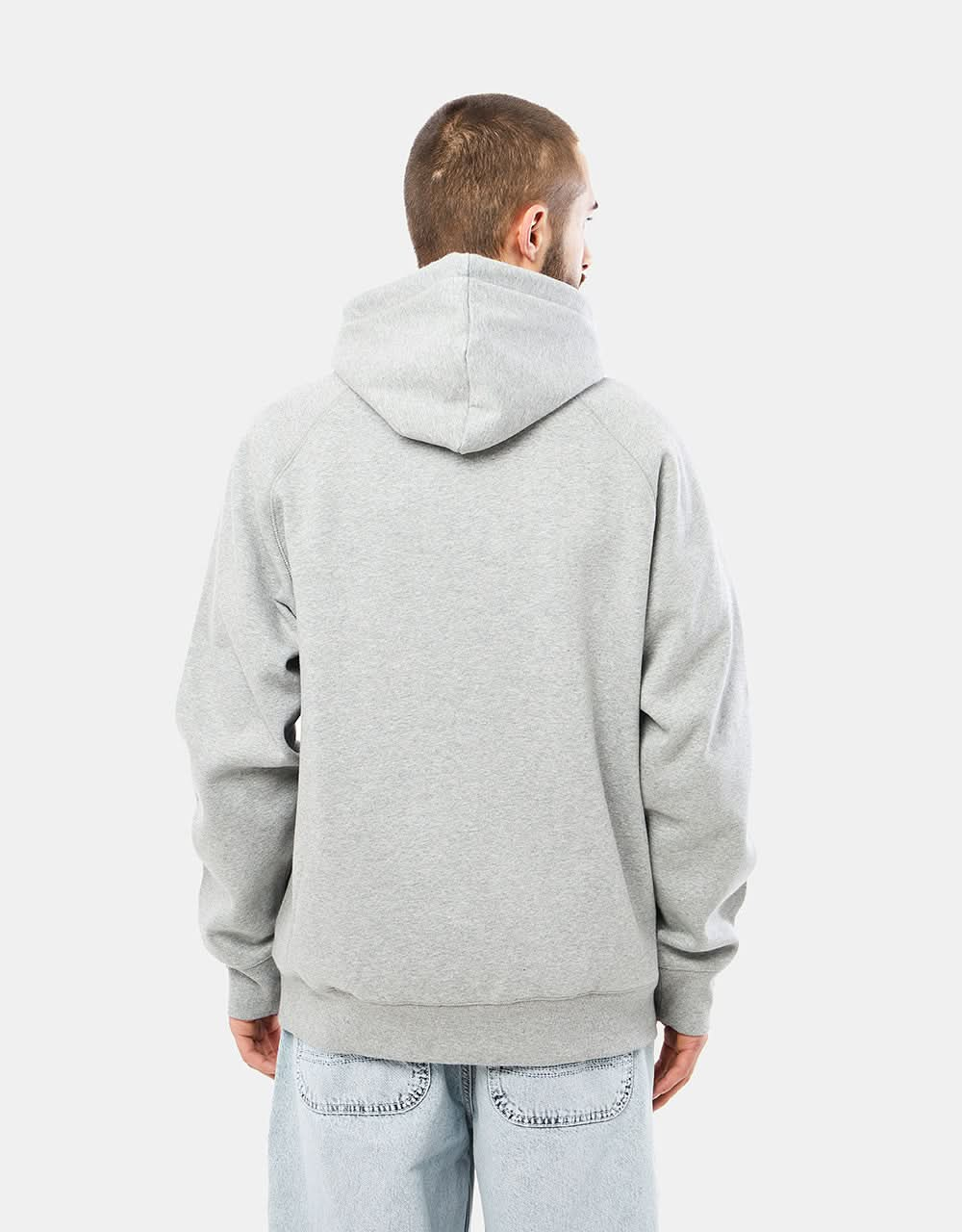 Carhartt WIP Chase Sweatshirt mit Kapuze – Grau meliert/Gold