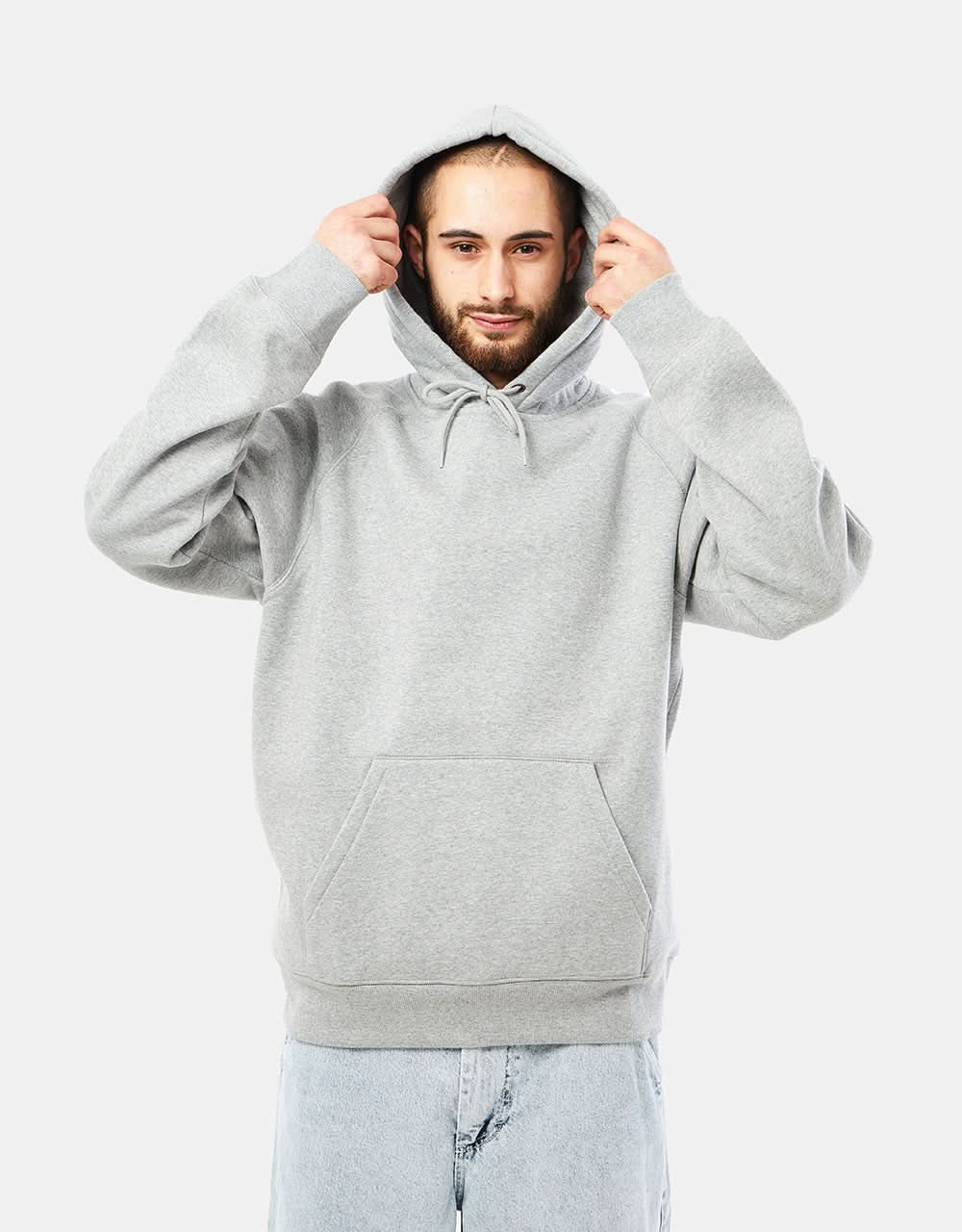 Carhartt WIP Chase Sweatshirt mit Kapuze – Grau meliert/Gold