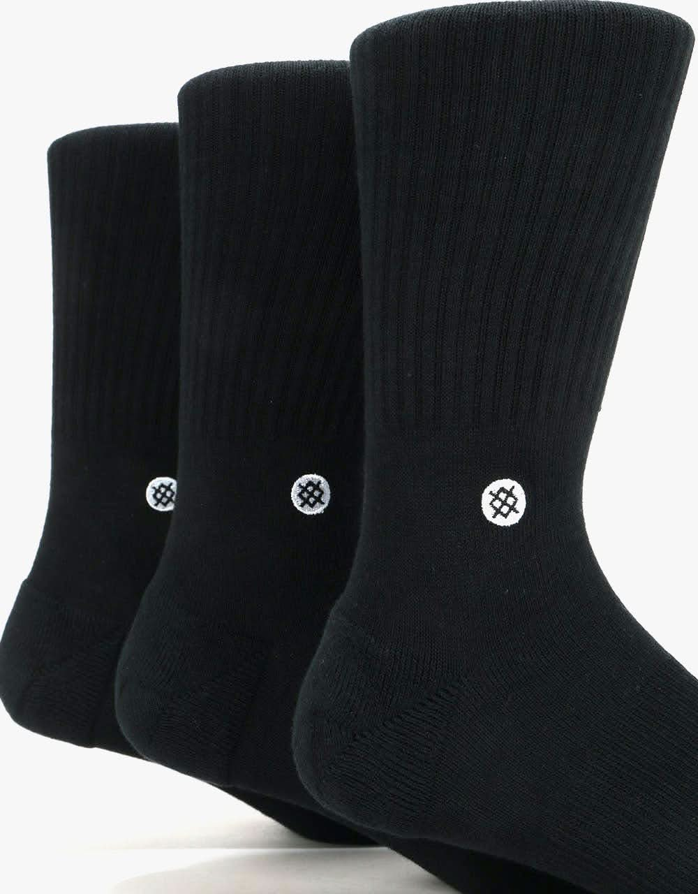 Stance Icon 3 Pack Classic Crew Socks - Black