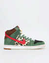 Nike SB Dunk High Pro QS Skate Shoes - Fir/University Red-Black-White