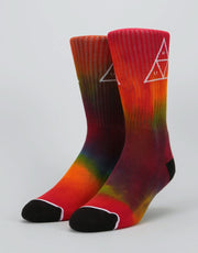 HUF Tiedye Triple Triangle Crew Socks - Rainbow