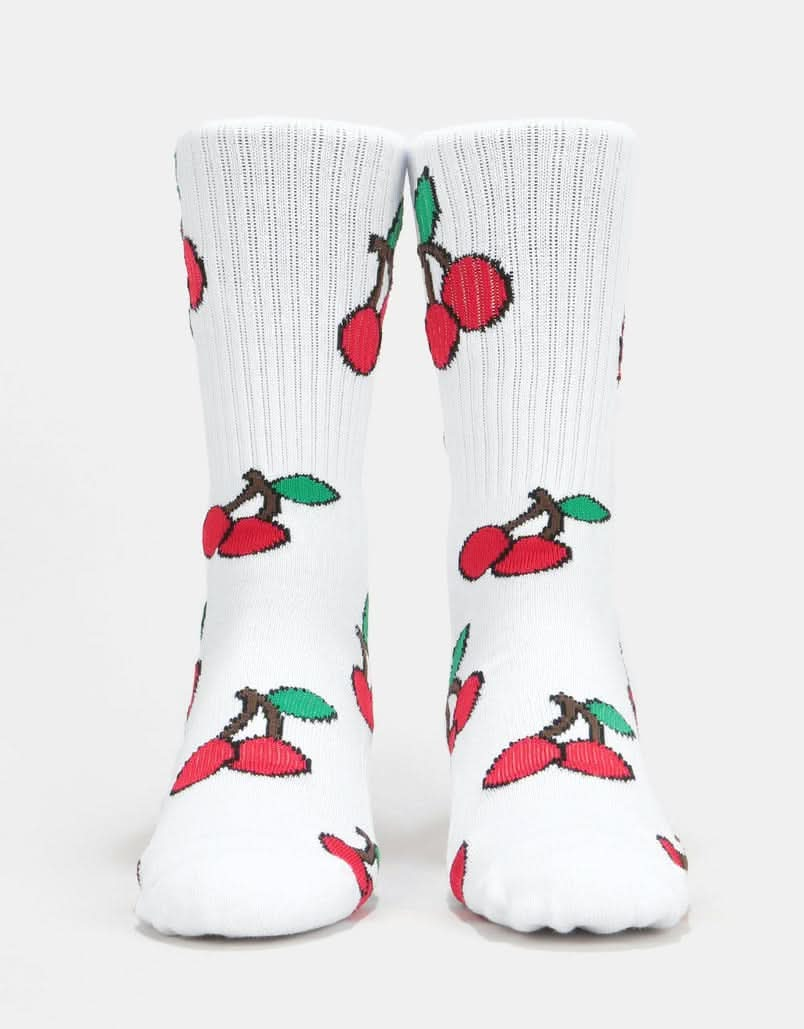 Route One Cherries Crew Socks - White