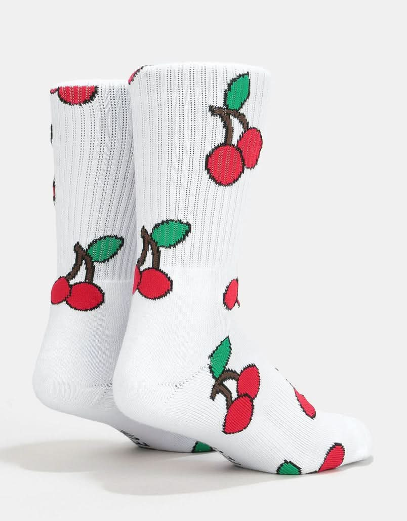 Route One Cherries Crew Socks - White