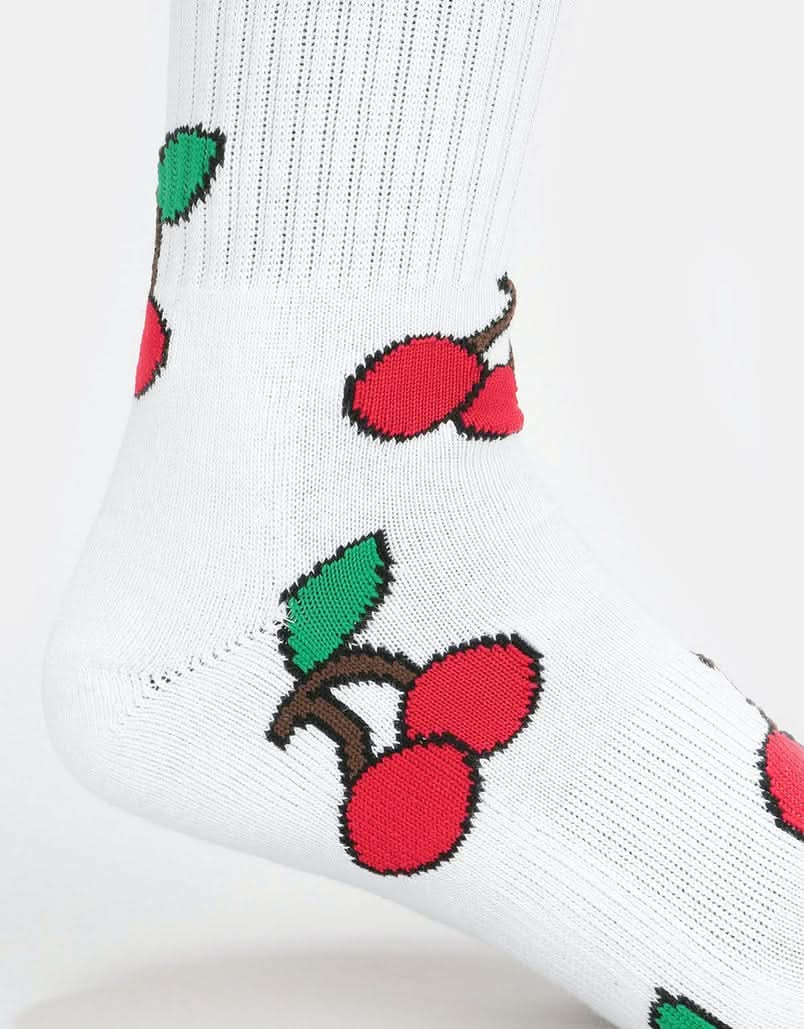 Route One Cherries Crew Socks - White