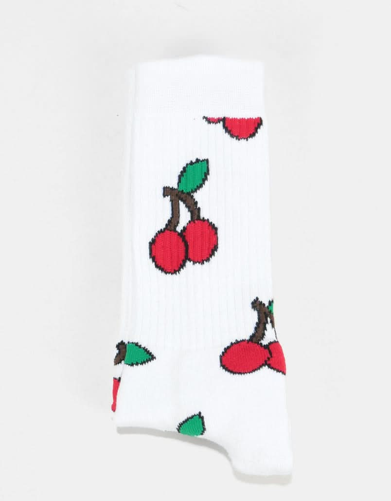 Route One Cherries Crew Socks - White