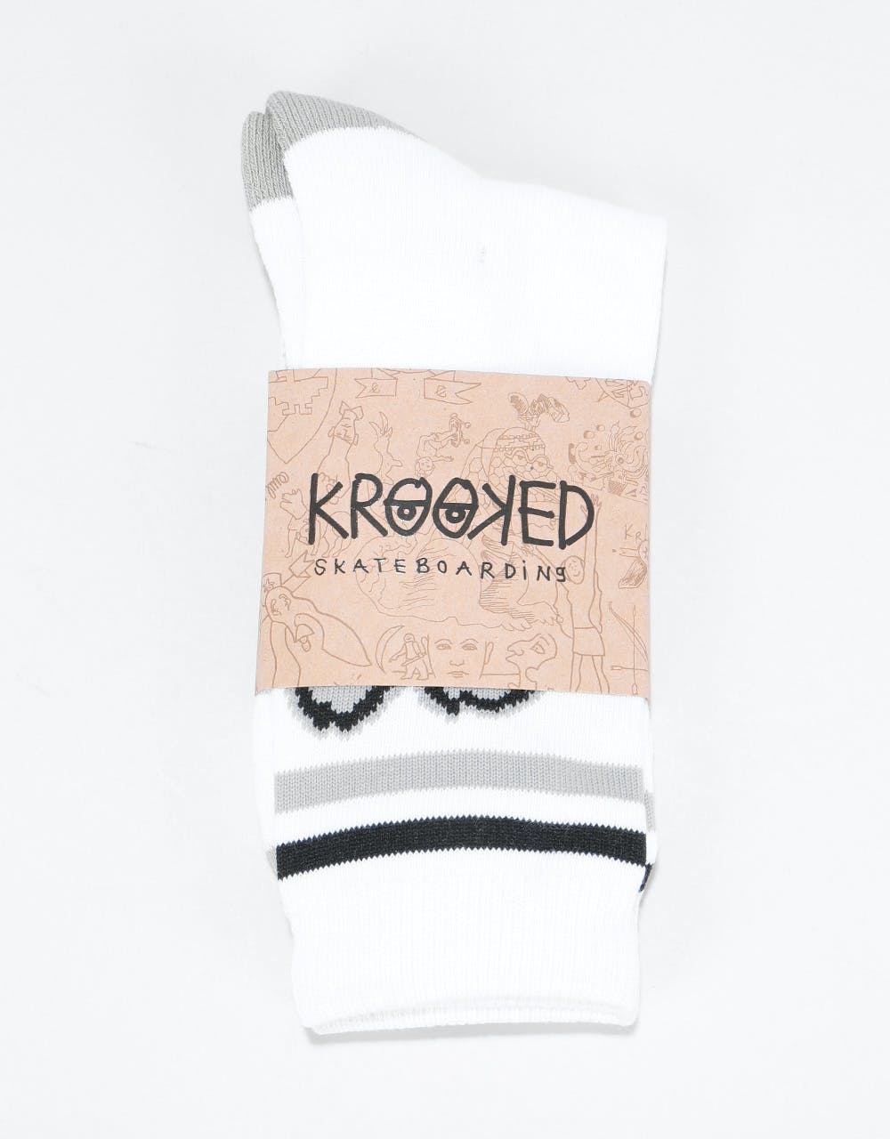 Krooked Big Eyes Socks - White/Grey/Black