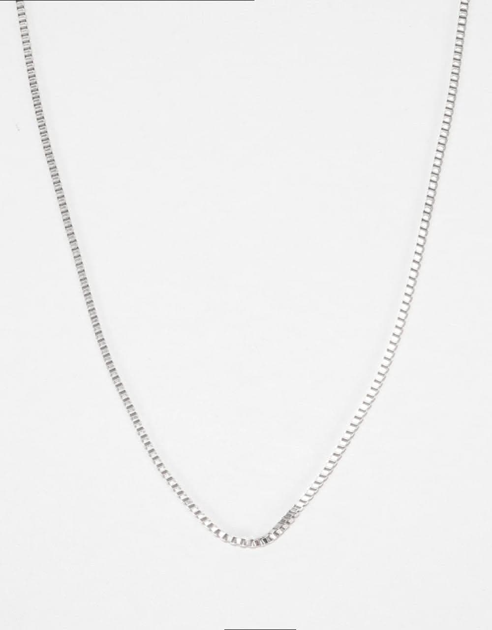 Midvs Co 28" Box Chain Necklace - White Gold