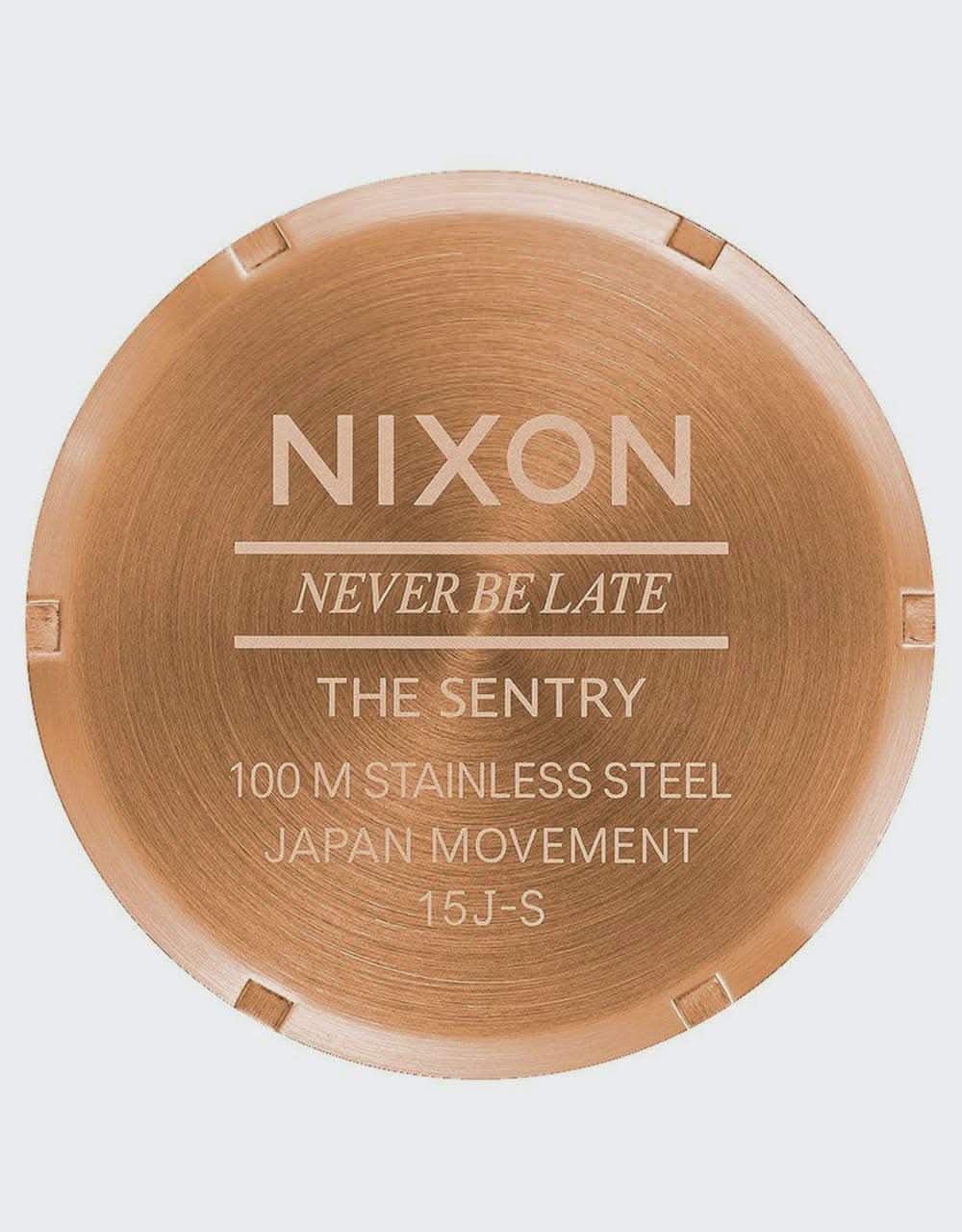 Nixon Sentry Leather Watch - Rose Gold/Navy/Brown